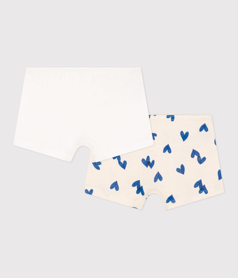Confezione da 2 shorty bambina in cotone motivo cuore multicolore
