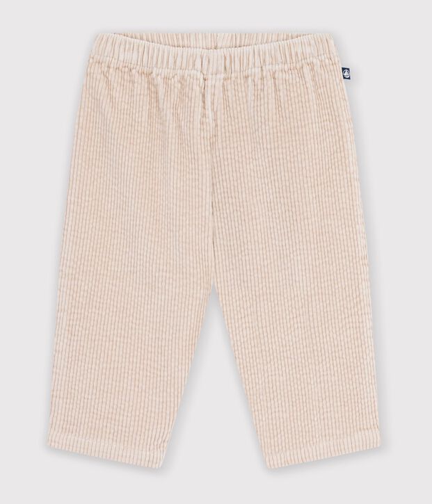Pantaloni in velluto tinta unita neonato ecru