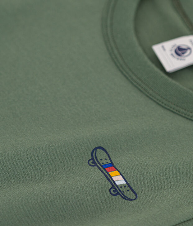 T-shirt stampata in jersey leggero bambino verde