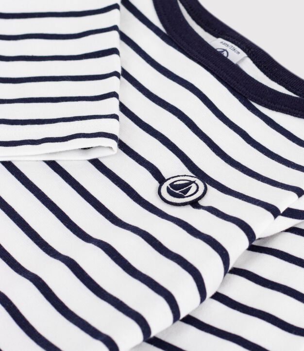 Iconico maglie a righe a righe da bambino in cotone spesso bianco/blu