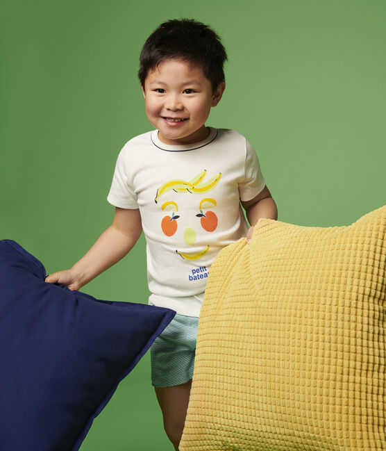Pigiama corto motivo frutti bambino in cotone bianco MARSHMALLOW/bianco MULTICO