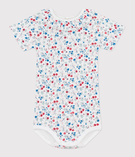 Body a maniche corte in cotone con stampa a fiori neonata bianco MARSHMALLOW/bianco MULTICO