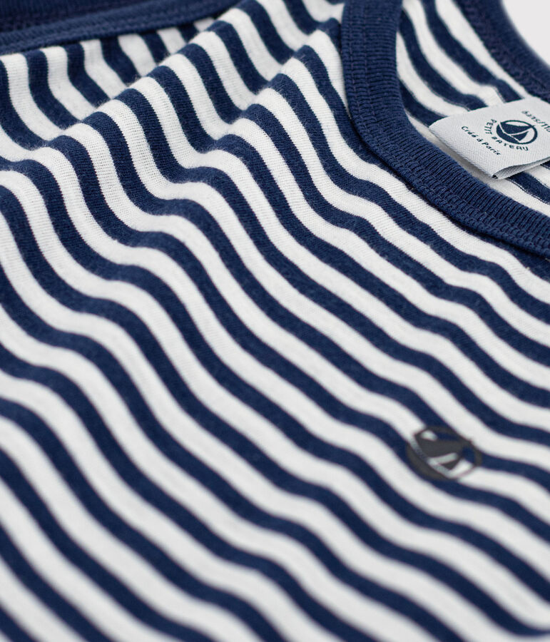 Abito a righe senza maniche in cotone bambina blu/bianco