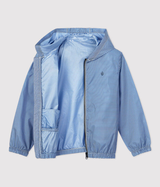 Giacca antivento in poliestere riciclato bambino blu SURF/bianco MARSHMALLOW