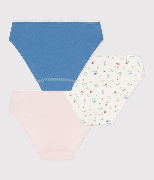 Set di 3 slip in misto cotone ed elastan con stampa di frutti bambina multicolore
