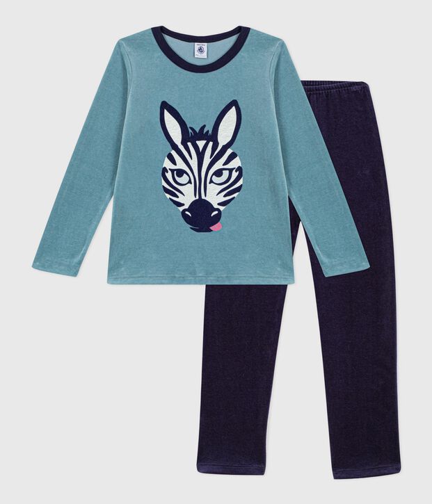 Pigiama in ciniglia bambino blu/blu