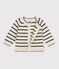 Cardigan in cotone a righe neonata ecru/blu