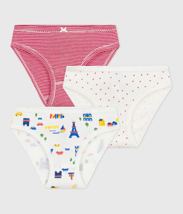 Set di slip in cotone con stampa Parigi bambina multicolore