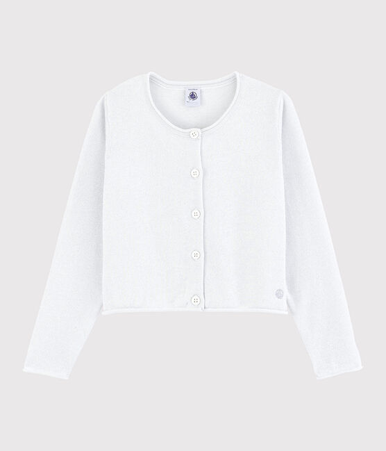 Cardigan in cotone bambina bianco MARSHMALLOW/grigio ARGENT
