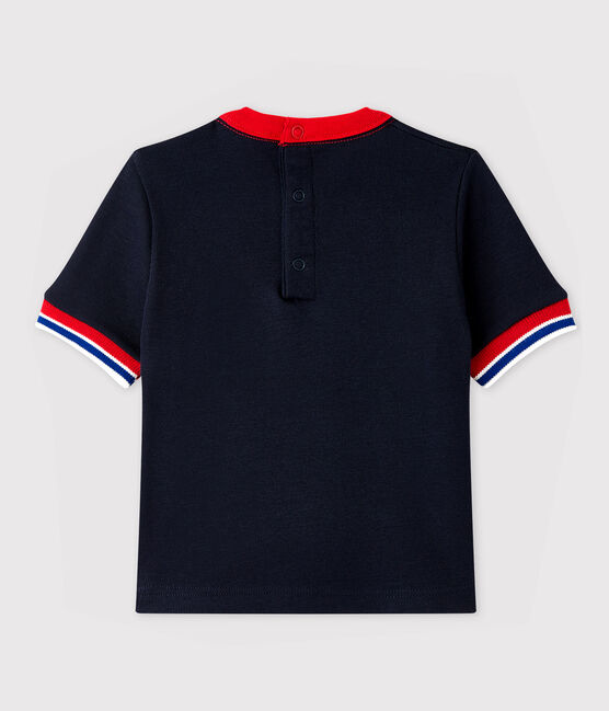 T-shirt maniche corte in cotone bebè maschio blu SMOKING
