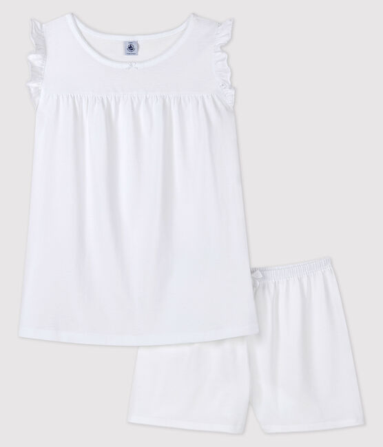 Pigiama corto bianco ragazza-donna in cotone sottile bianco ECUME