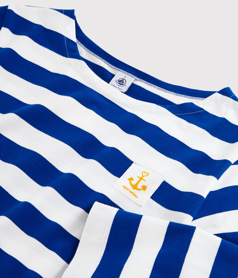 Abito a righe maniche lunghe Donna blu/bianco