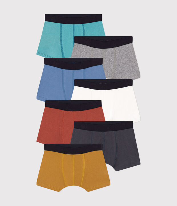 Set di 7 boxer in cotone tinta unita bambino multicolore