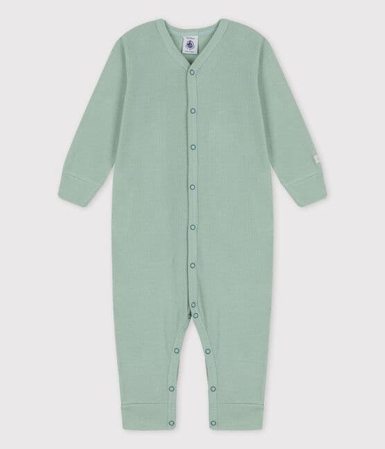 Tutina pigiama senza piedi bebè in cotone e lyocell verde HERBIER