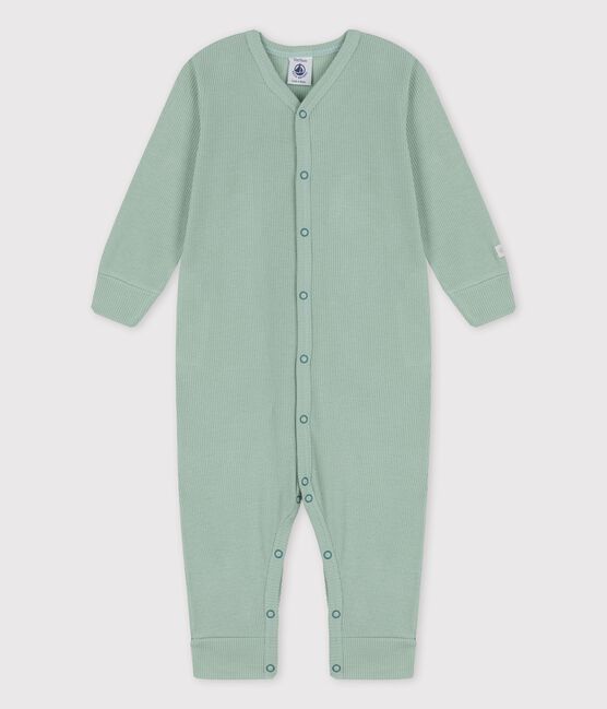 Tutina pigiama senza piedi bebè in cotone e lyocell verde HERBIER