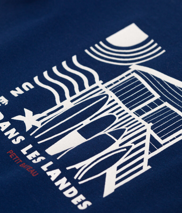 T-shirt a maniche corte in cotone con stampa bambino blu