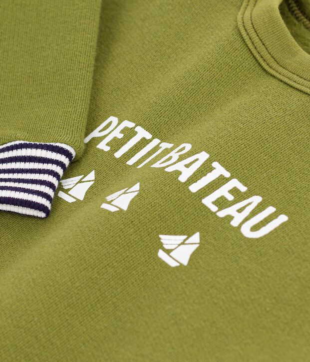 Felpa in cotone con motivo vintage Petit Bateau neonata verde