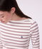 T-shirt a maniche lunghe con scollo a barca in cotone a righe donna bianco/rosso