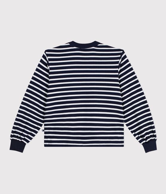 Marinière donna in cotone blu SMOKING/bianco MARSHMALLOW