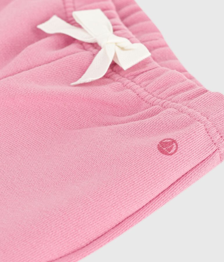 Pantaloni in cotone tinta unita neonato rosa