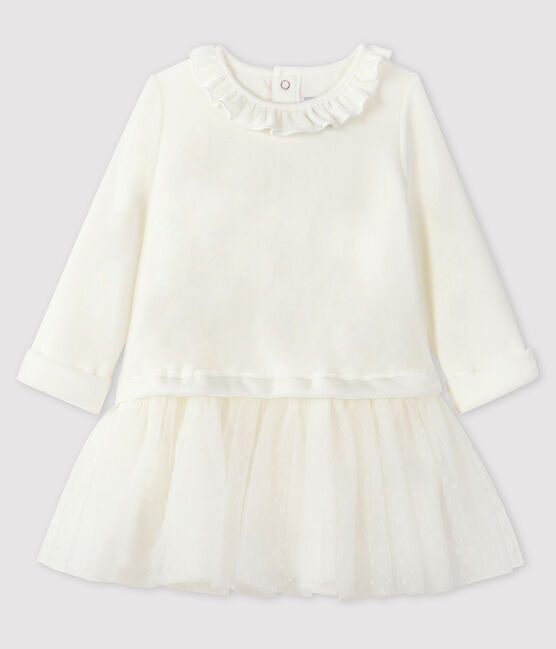 Abito a maniche lunghe da bebè femmina bianco MARSHMALLOW