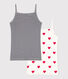 Confezione da 2 canottiere con spalline in cotone donna motivo cuore