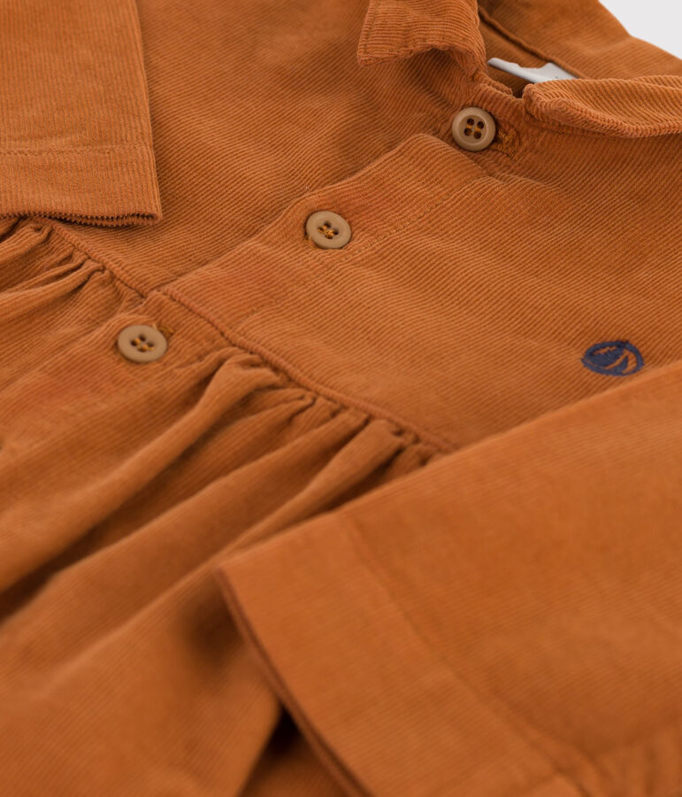 Abito a maniche lunghe beb&egrave; in velluto fine marrone