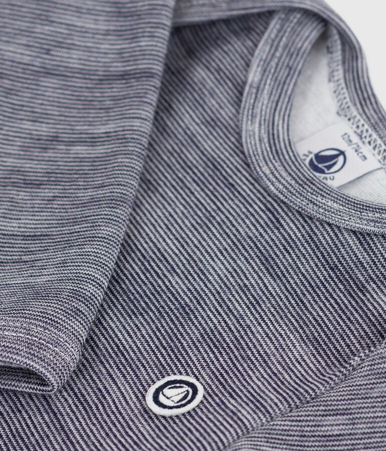 Body maniche lunghe in lana e cotone neonato blu/bianco