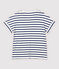 T-shirt in cotone/lino a righe Donna bianco MARSHMALLOW/blu MEDIEVAL