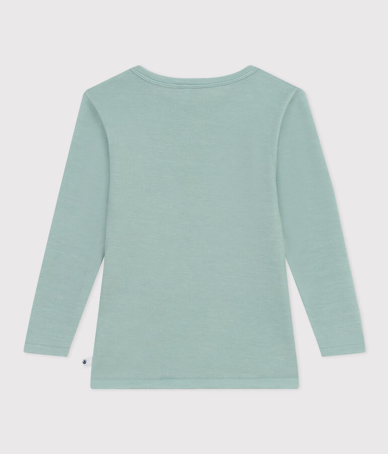 T-shirt bambino unisex a maniche lunghe in lana e cotone verde