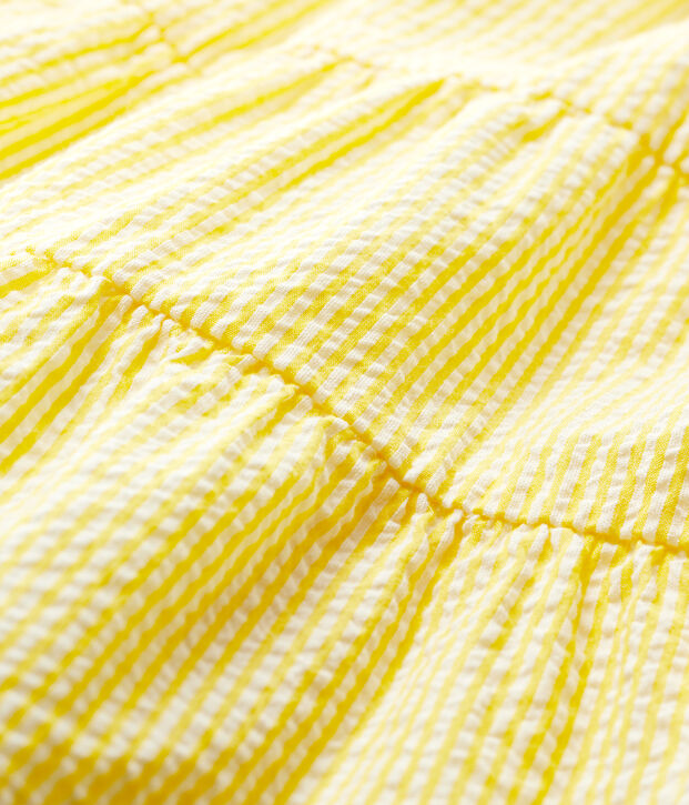 Abito a manica corta in seersucker a righe beb&egrave; femmina giallo/bianco