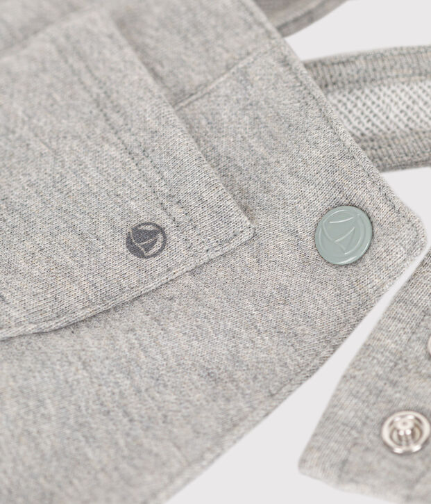 Salopette lunga in tessuto felpato neonato grigio