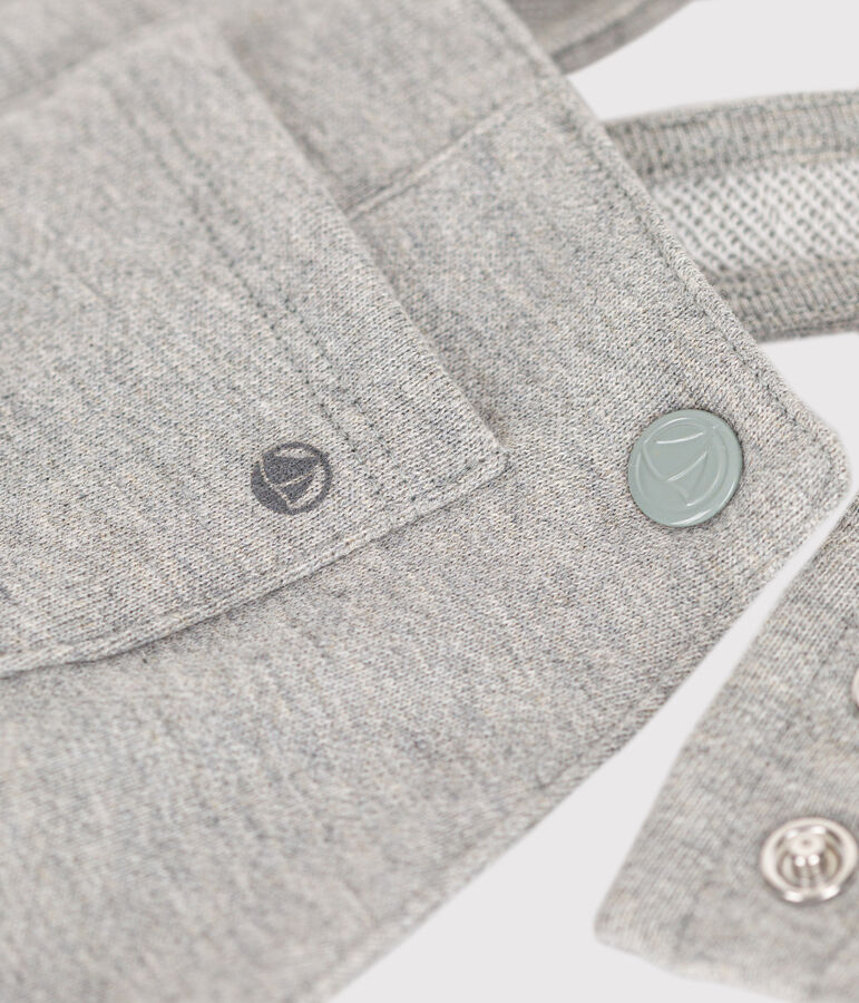 Salopette lunga in tessuto felpato neonato grigio