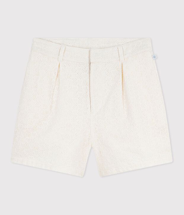 Shorts in cotone con motivi a cuori bambina bianco