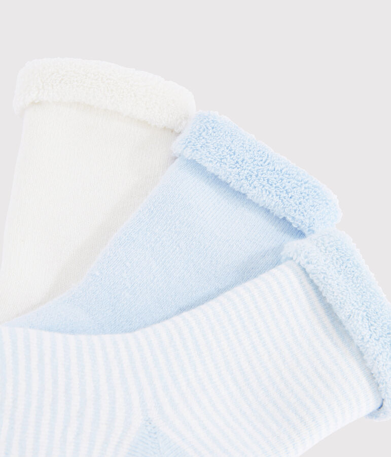 Trio di calzine beb&egrave; lavorate a maglia multicolore