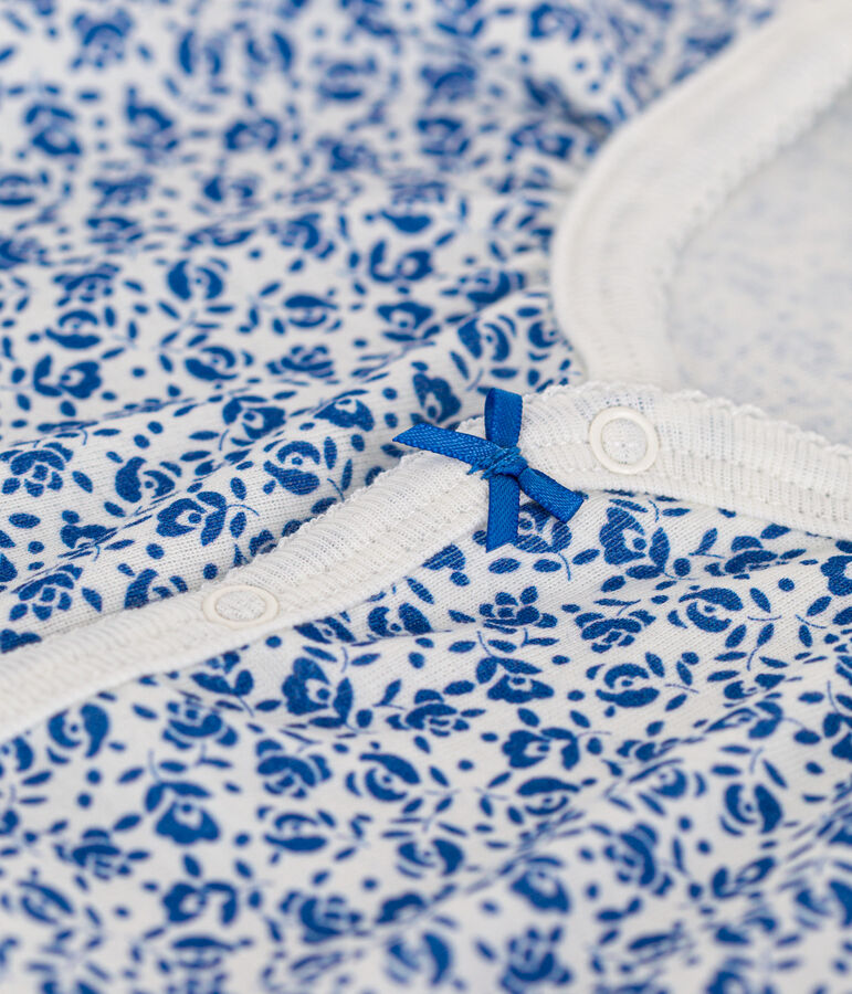 Tutina corta beb&egrave; in cotone bianco/blu