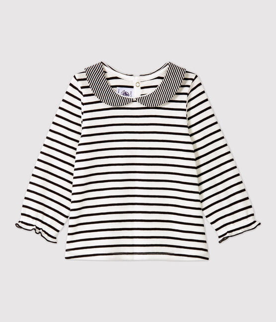 Blusa in cotone bebè. bianco MARSHMALLOW/blu SMOKING