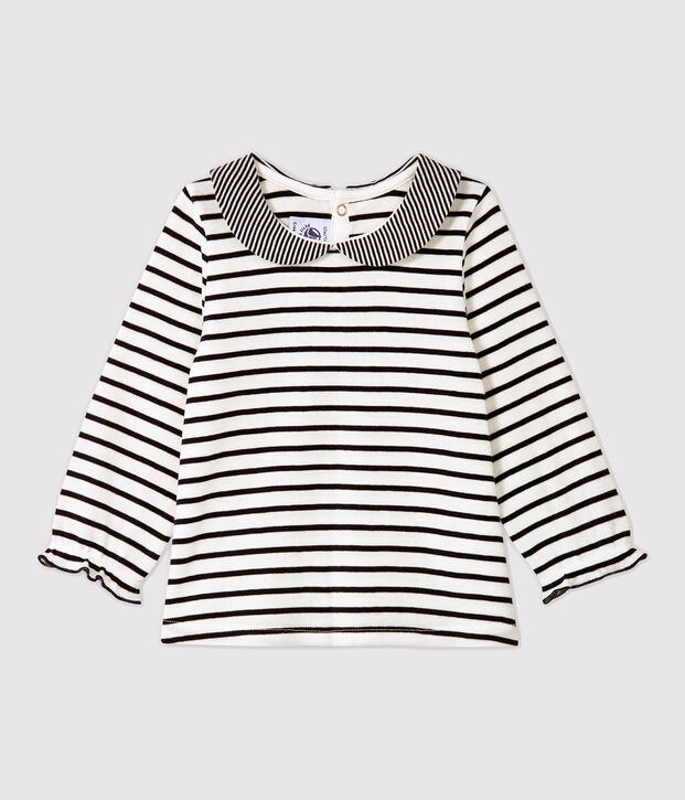 Blusa in cotone beb&egrave;. bianco/blu