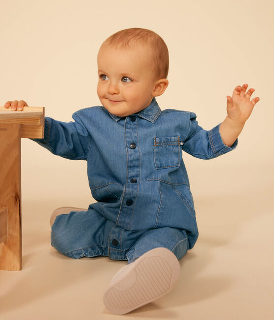 Tutina lunga bebè in denim blu DENIM CLAIR