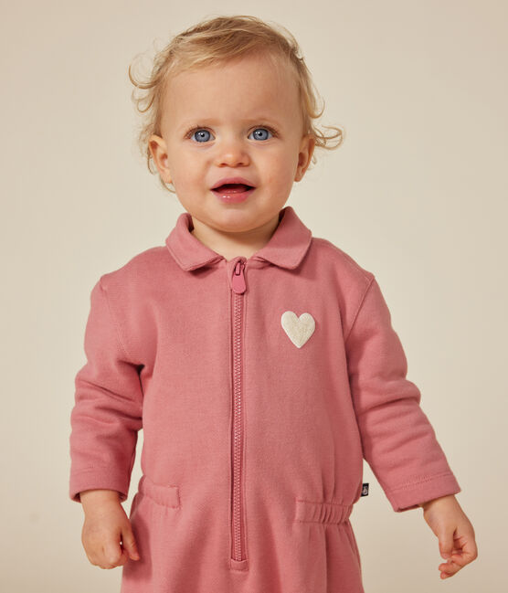 Tutina lunga in tessuto felpato neonato rosa ROSEWOOD