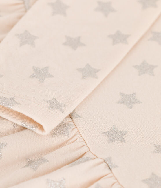 Abito a maniche lunghe in tubique fantasia bambina beige AVALANCHE/ ARGENT