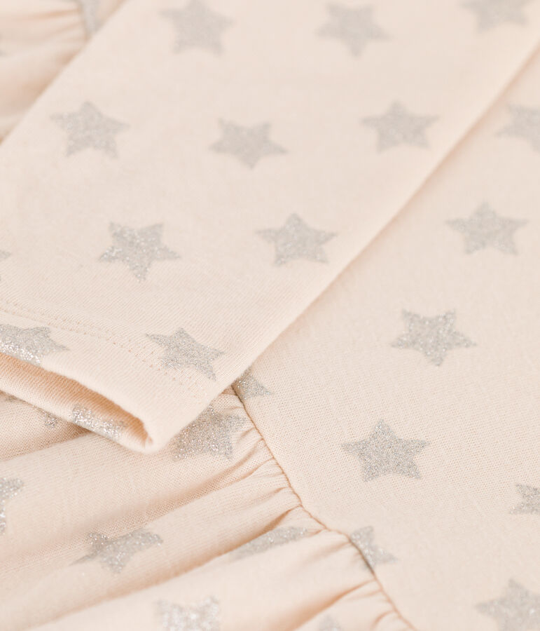 Abito a maniche lunghe in tubique fantasia bambina ecru/grigio