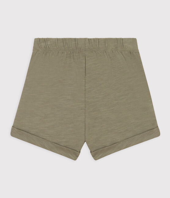 Shorts bebè in jersey fiammato tinta unita verde MARECAGE