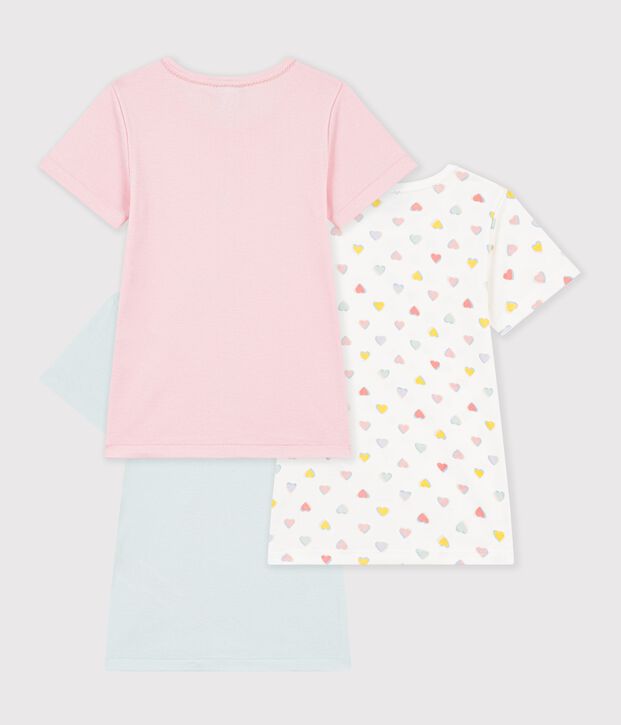 Set di T-ahirt a maniche corte in cotone a cuori bambino multicolore