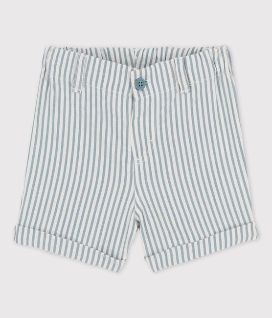 Shorts bebè in seersucker a righe  blu BRUT/bianco MARSHMALLOW