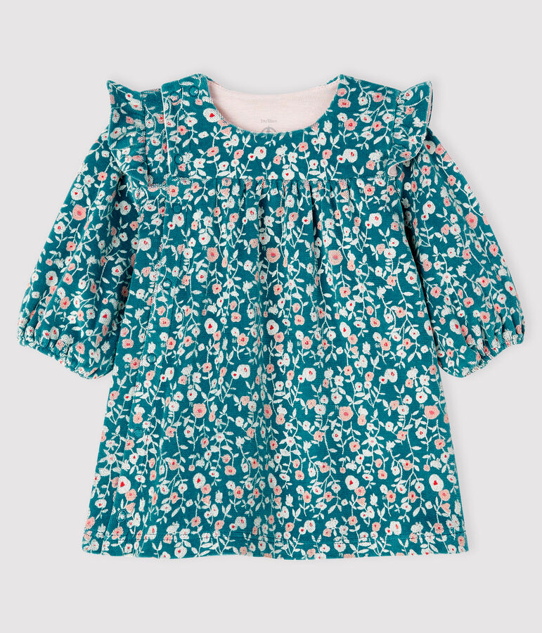 Abito a maniche lunghe da neonata a fiori in velluto MOZAIK/ecru MULTICO