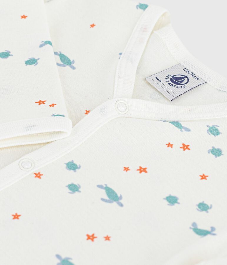 Pigiama senza piedini in cotone con tartarughe stampate neonato bianco/multicolore