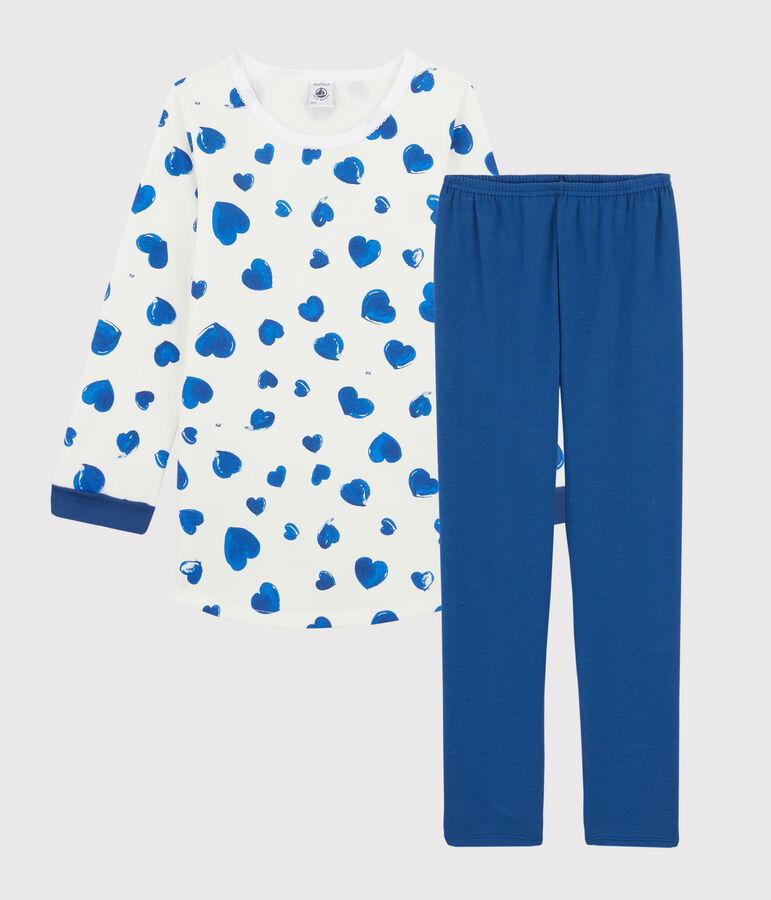 Camicia da notte cuori bambina in molleton con leggings bianco/multicolore