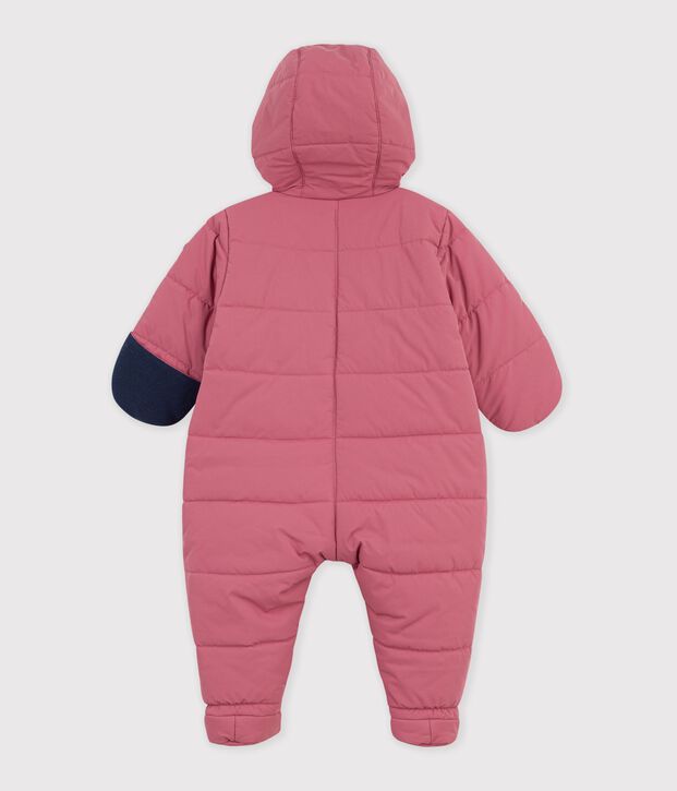 Tutina imbottita in poliestere tinta unita neonato rosa