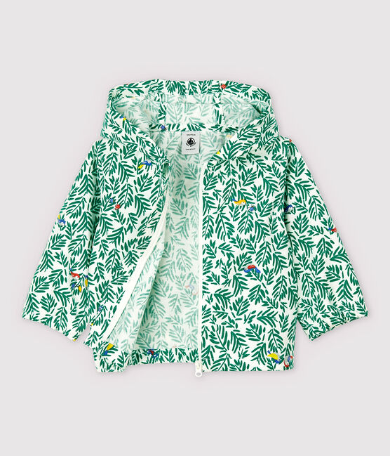 Giacca a vento in maglia spalmata bebè maschio bianco MARSHMALLOW/verde GAZON/ MULTICO